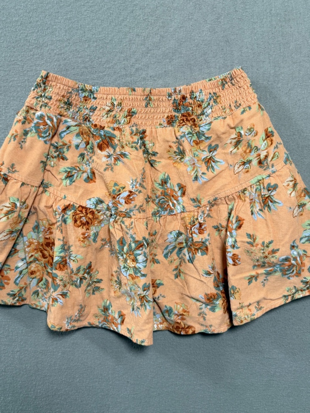 American Eagle Mini Peach Tiered Floral Corduroy Cottagecore Y2K Ruffle Women S